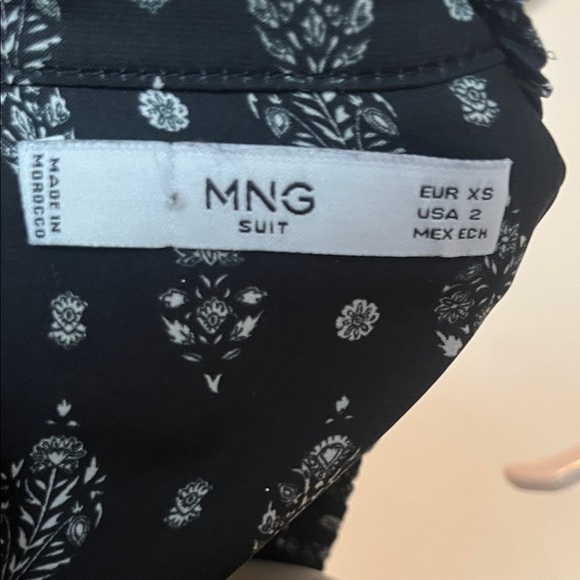 Mango Black and White Patterned Long Sleeve Dress - Picture 2 of 5